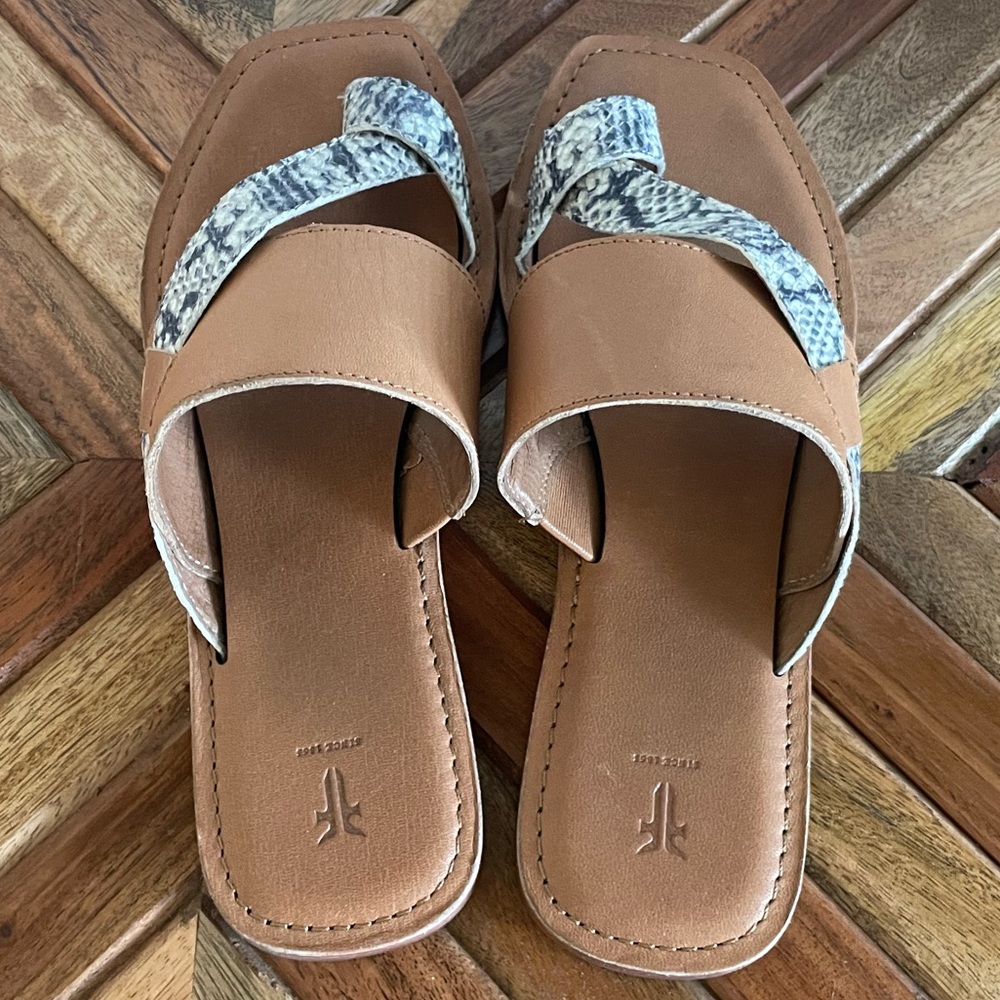 Frye Felix Band Slide Leather Camel Multi Color S… - image 7